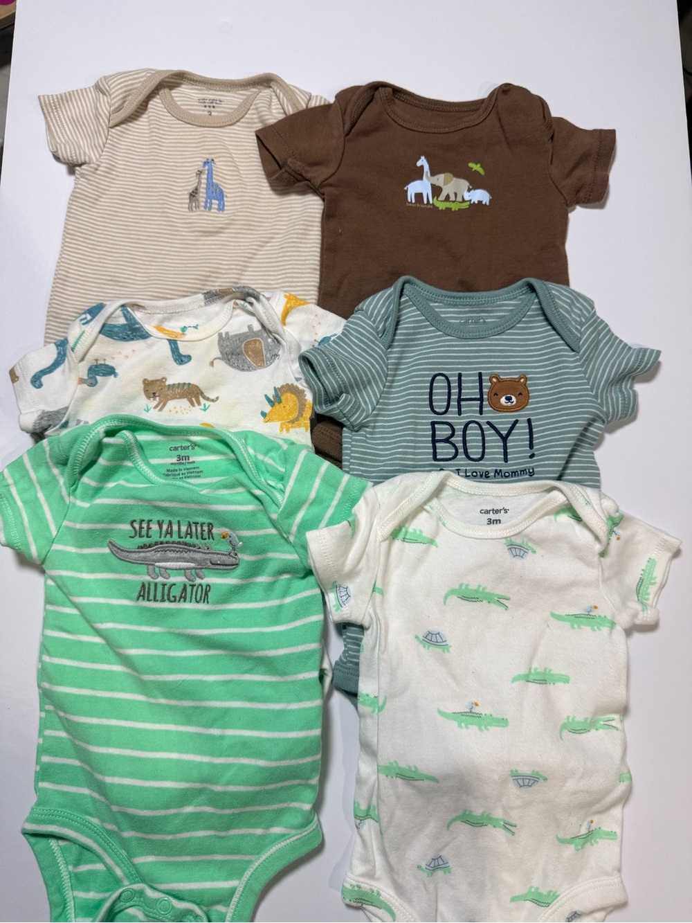 Carter's Baby Boys 6-Pack Short Sleeve Onesies - 3 months